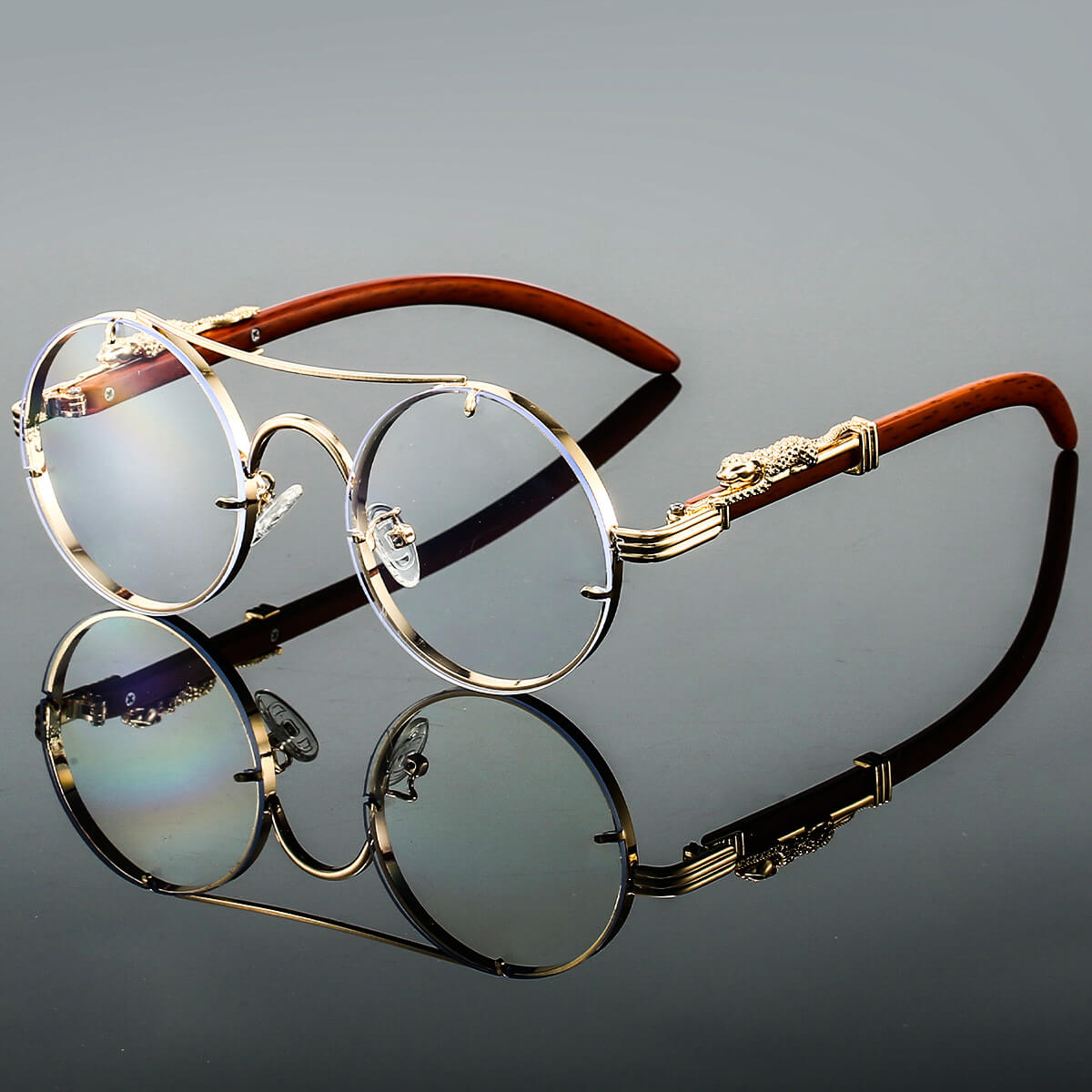 Rimless-Bottom Double-Bridge Round Sunglasses for Men – Stylish Everyday Appeal