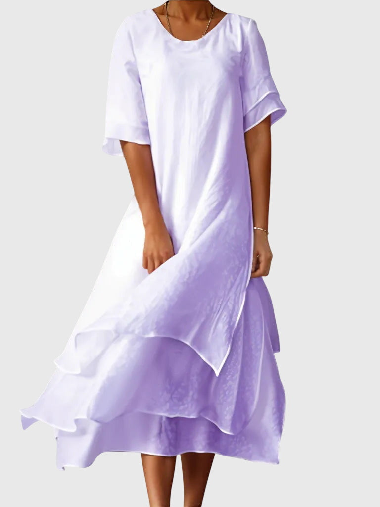 Tiered Ruffle A-Line Midi Dress for Women – Effortless & Flattering Comfort