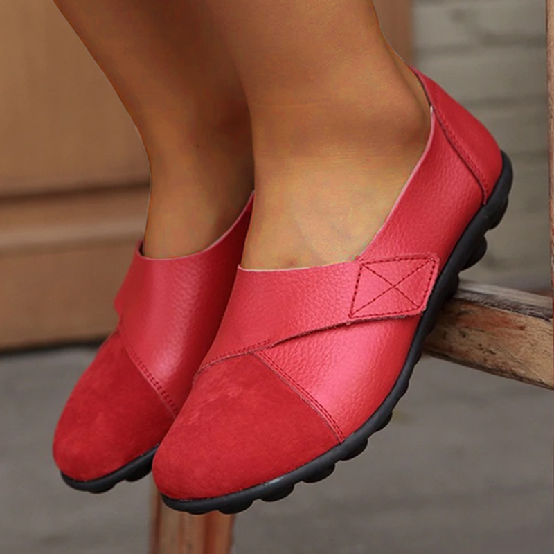 Women's Ballet Flats - Slip-On - Adjustable Strap - Comfortable with Non-Slip Sole