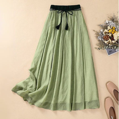 A-Line Long Skirt for Women – Breathable & Adjustable Comfort