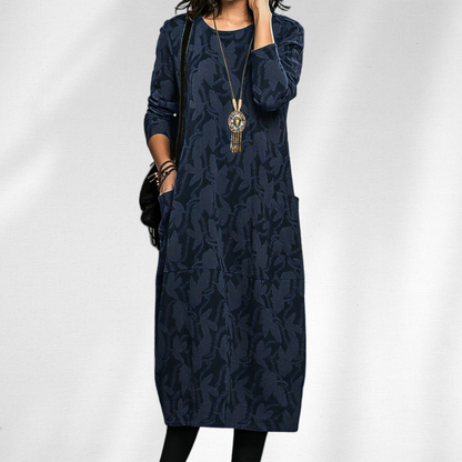 Long Sleeve Crewneck Midi Dress for Women