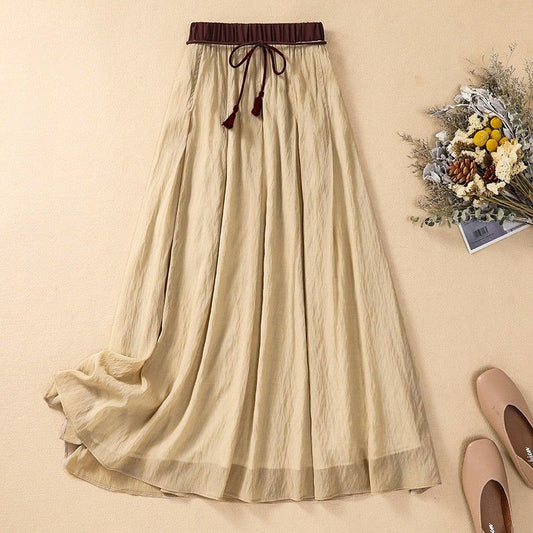 A-Line Long Skirt for Women – Breathable & Adjustable Comfort