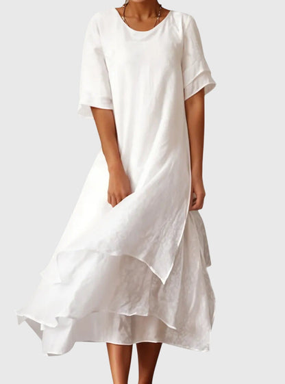 Tiered Ruffle A-Line Midi Dress for Women – Effortless & Flattering Comfort