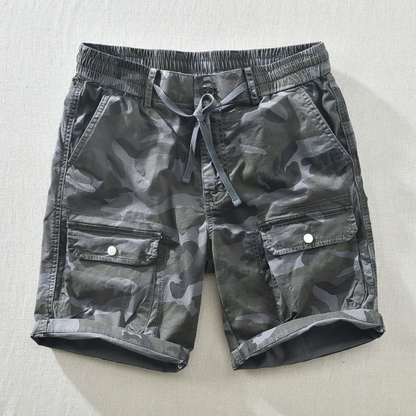 Relaxed Fit Camouflage Cargo Shorts for Men – Adjustable Comfort & Utility