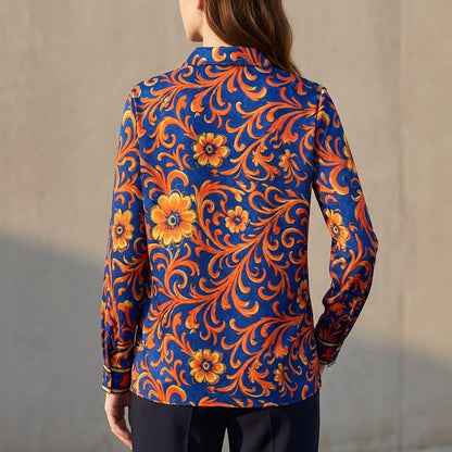 Floral Button-Front Blouse for Women – Polished Daywear Style