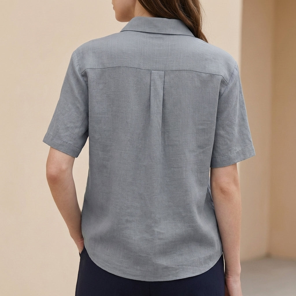 Button-Front Short-Sleeve Shirt for Women – Breathable Everyday Comfort