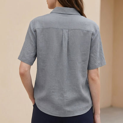 Button-Front Short-Sleeve Shirt for Women – Breathable Everyday Comfort