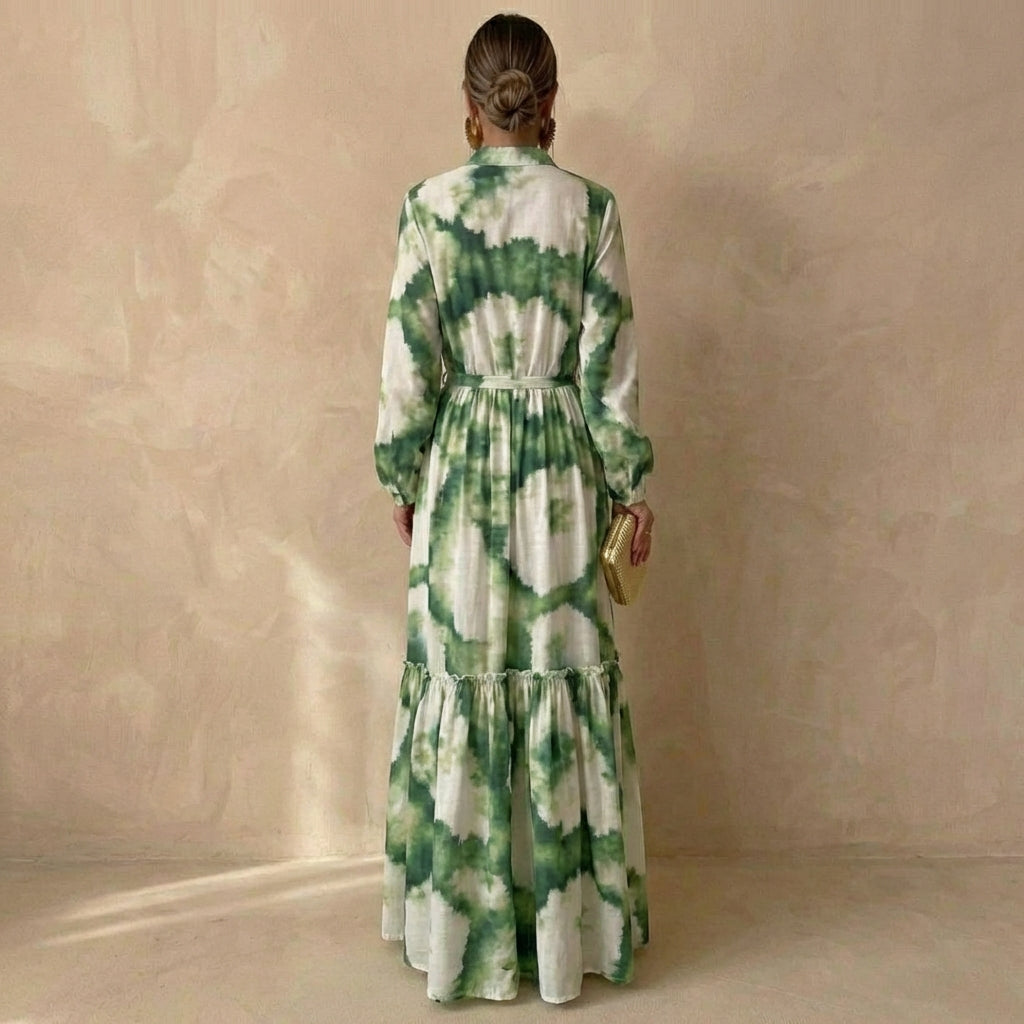 Ruffled Hem V-Neck Maxi Dress for Women – Elegant For Formal Events