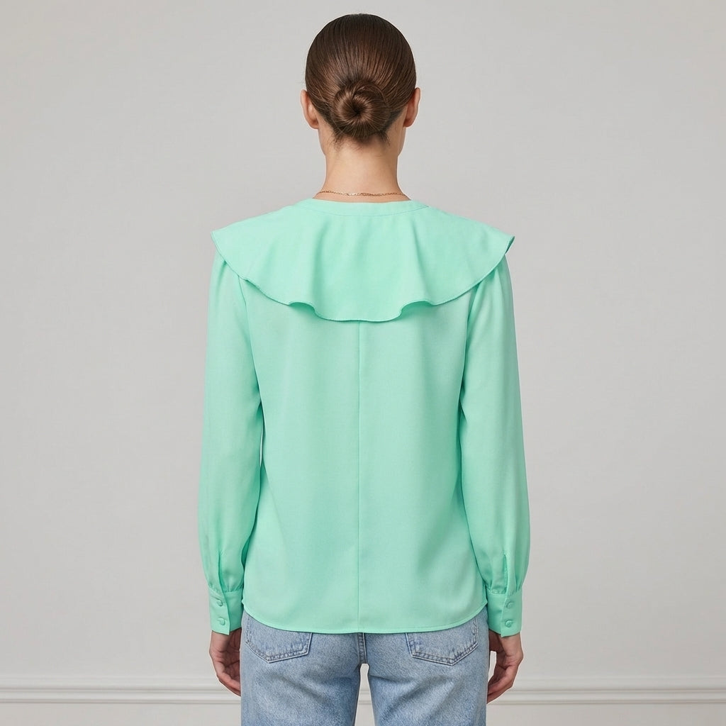 Ruffled V-Neck Blouse for Women – Versatile Style & Comfortable Fit