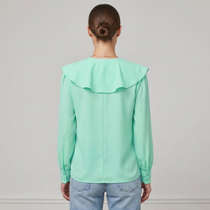 Ruffled V-Neck Blouse for Women – Versatile Style & Comfortable Fit