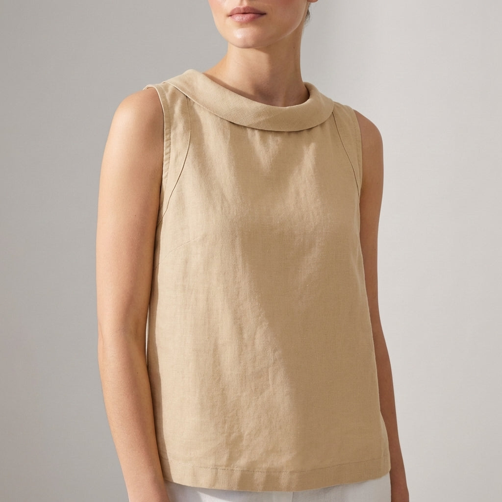 Roll Collar Sleeveless Top for Women – Breathable Everyday Comfort