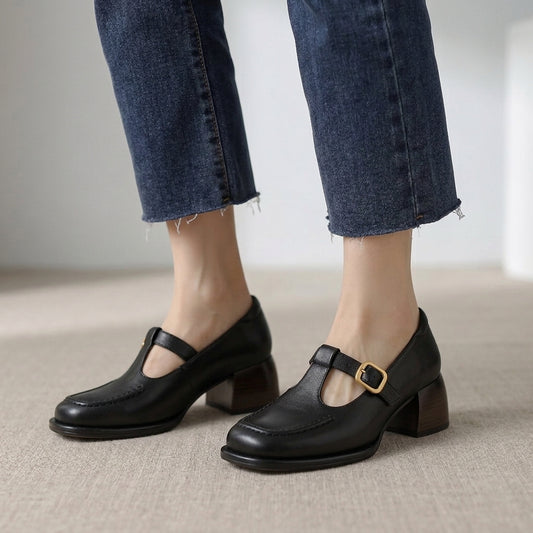 Square Toe T-Strap Flats for Women – Everyday Comfort & Style