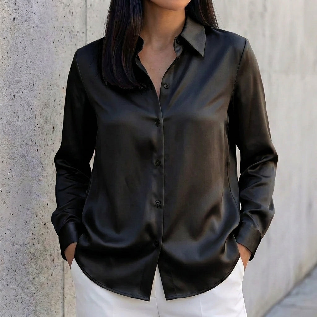 Tailored Collar Button-Up Shirt for Women – Timeless & Versatile