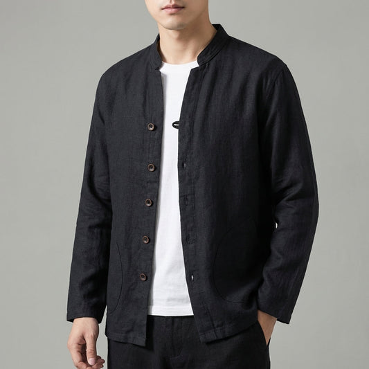 Mandarin Collar Shirt Jacket for Men – Breathable & Comfortable