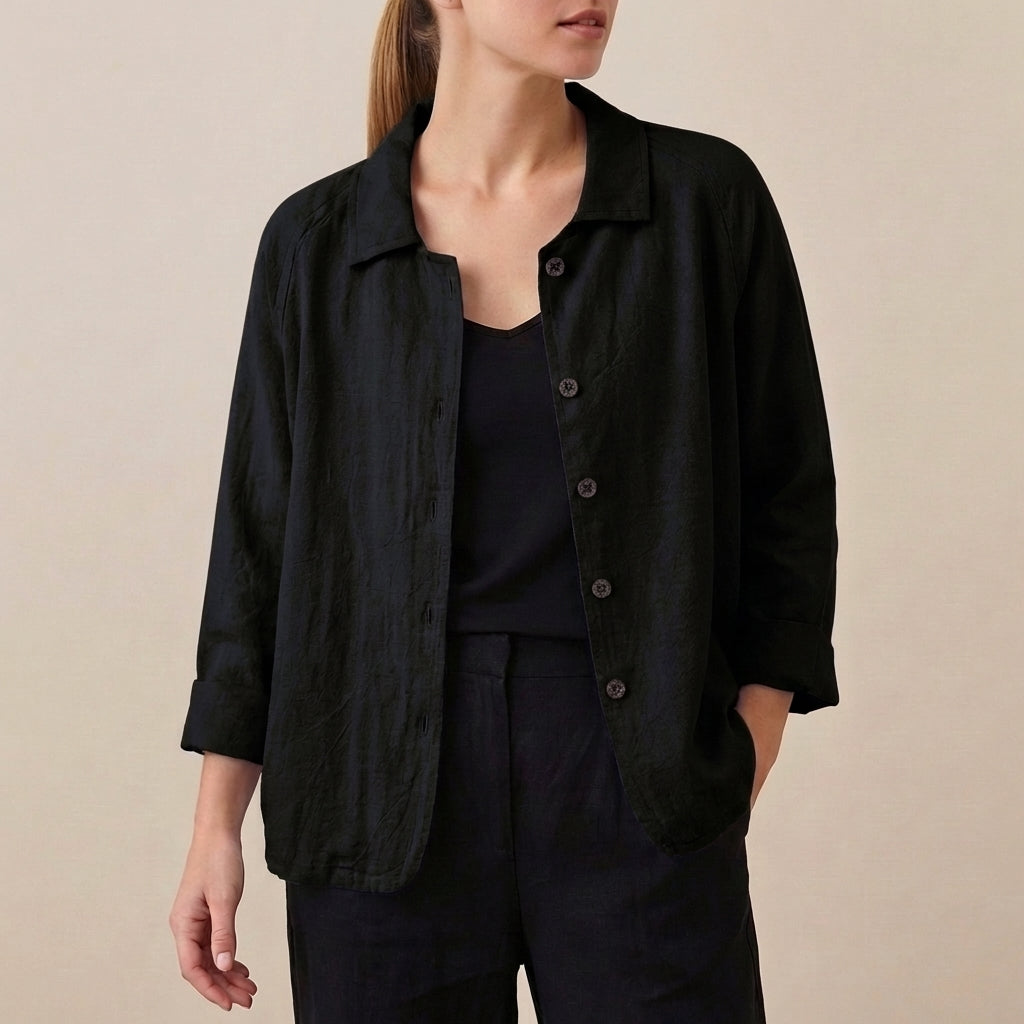 Relaxed Fit Button-Front Shirt for Women – Breathable Comfort & Style