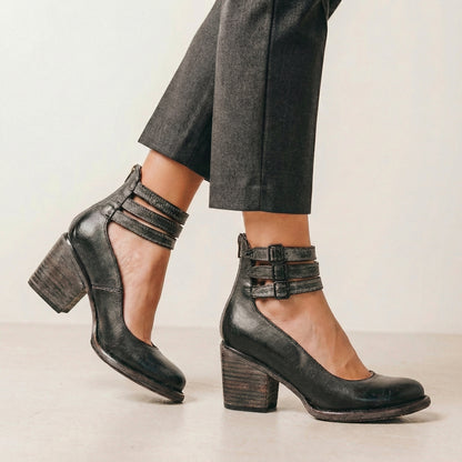 Cutout Block Heel Ankle Boots for Women – Edgy Style & Comfort