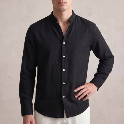 Band Collar Shirt for Men – Breathable All-Day Comfort