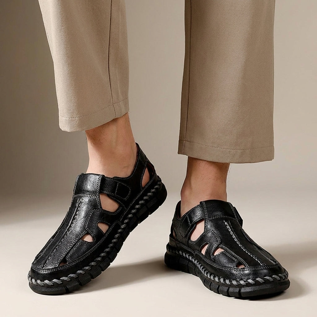 Cut-Out Closed-Toe Sandals for Men – Breathable Comfort & Secure Fit