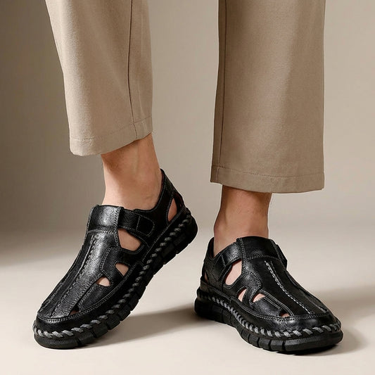 Cut-Out Closed-Toe Sandals for Men – Breathable Comfort & Secure Fit