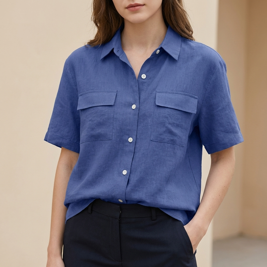 Button-Front Short-Sleeve Shirt for Women – Breathable Everyday Comfort
