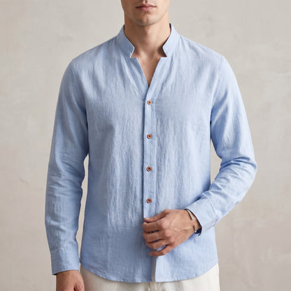 Band Collar Shirt for Men – Breathable All-Day Comfort