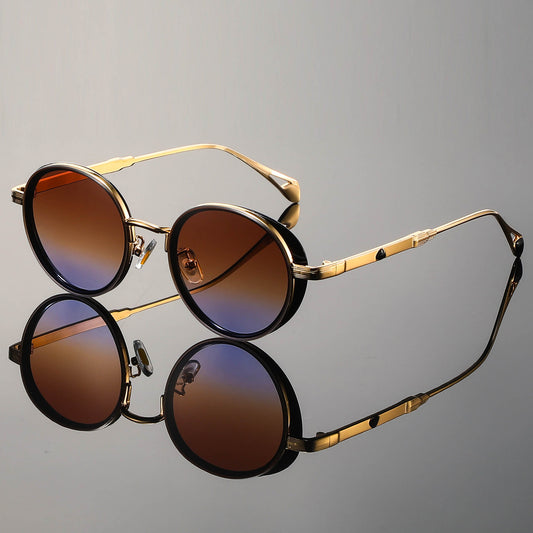Retro Double Rim Round Sunglasses – Adjustable Fit & Lightweight