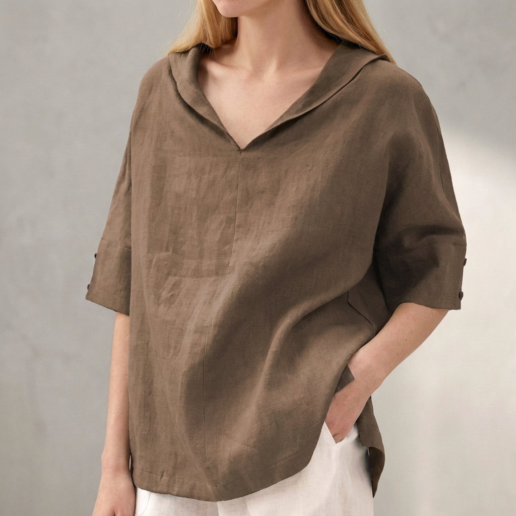 Revere Collar Blouse for Women – Breathable Everyday Comfort