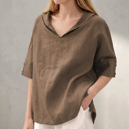 Revere Collar Blouse for Women – Breathable Everyday Comfort