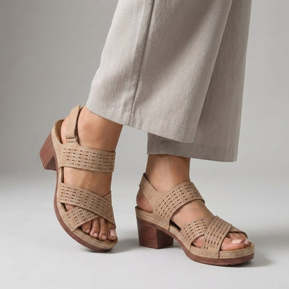 Criss-Cross Block Heel Platform Sandals for Women – Orthopedic Support & Comfort