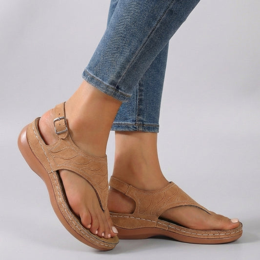 Embroidered Thong Wedge Heel Sandals for Women – Stylish All-Day Comfort