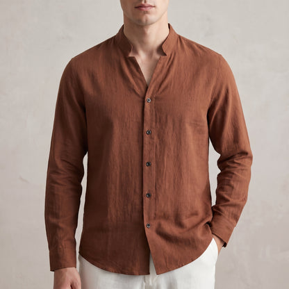 Band Collar Shirt for Men – Breathable All-Day Comfort