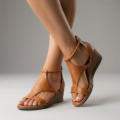 Roman-Style Ankle Strap Wedge Heel Sandals for Women – Secure Fit & Lift