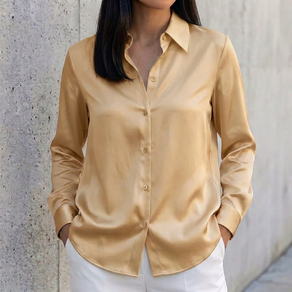 Tailored Collar Button-Up Shirt for Women – Timeless & Versatile