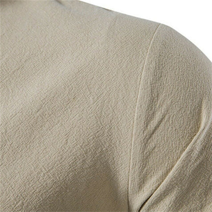 Men's Shirt – Long Sleeve with Lace Details – Mandarin Collar – Relaxed Fit