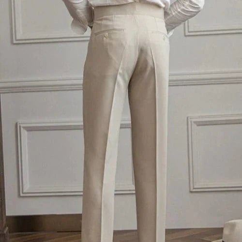 Men's Trousers - Classic Cut - Pleated Front - Full Length - Elegant and Comfortable