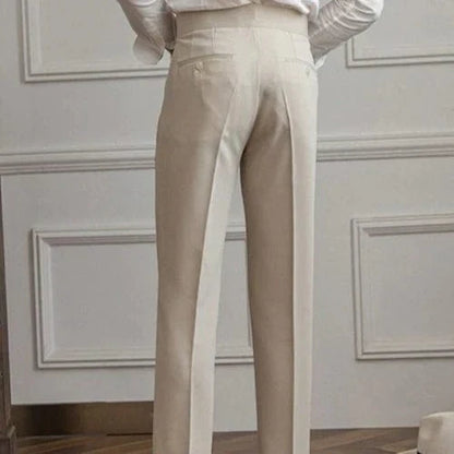 Men's Trousers - Classic Cut - Pleated Front - Full Length - Elegant and Comfortable