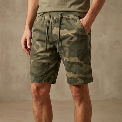 Camouflage Knee-Length Shorts for Men – Adjustable Waist & Pockets