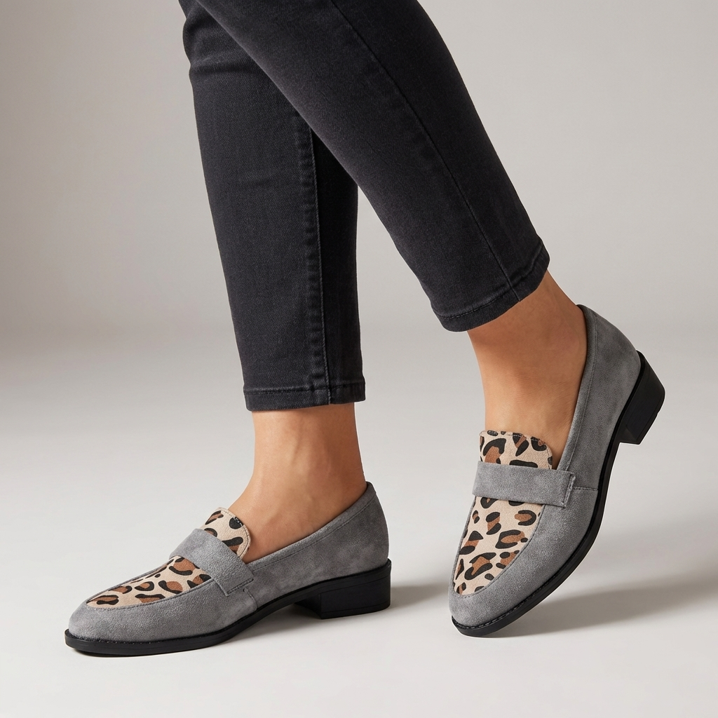 Leopard Print Slip-On Loafers for Women – Orthopedic Comfort & Support