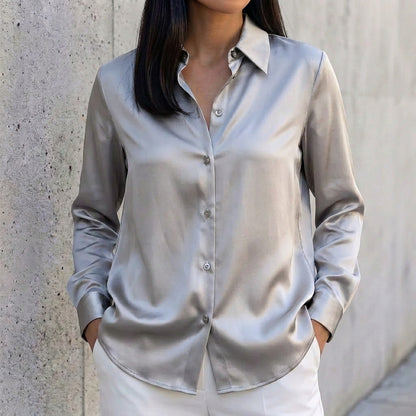 Tailored Collar Button-Up Shirt for Women – Timeless & Versatile