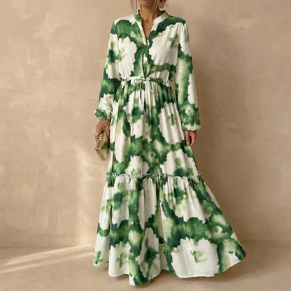 Ruffled Hem V-Neck Maxi Dress for Women – Elegant For Formal Events