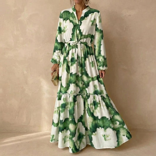 Ruffled Hem V-Neck Maxi Dress for Women – Elegant For Formal Events