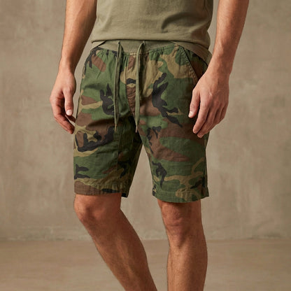 Camouflage Knee-Length Shorts for Men – Adjustable Waist & Pockets