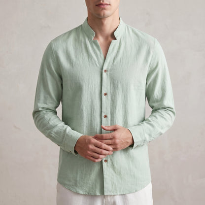 Band Collar Shirt for Men – Breathable All-Day Comfort