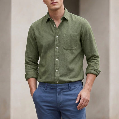 Long-Sleeve Button-Front Shirt for Men – Casual Style & Comfort