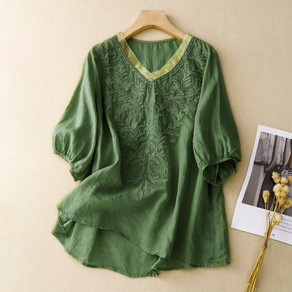 Embroidered Blouse for Women – Breathable Comfort & Casual Ease