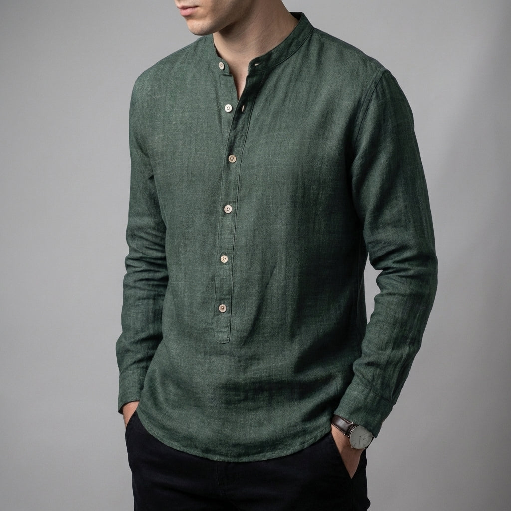 Long Sleeve Henley Shirt for Men – Breathable All-Day Comfort
