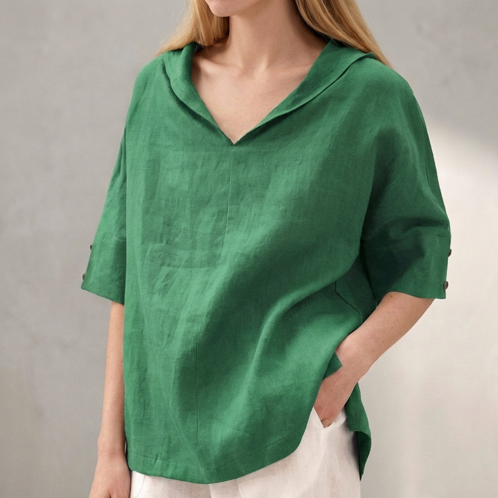 Revere Collar Blouse for Women – Breathable Everyday Comfort