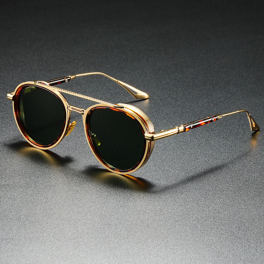 Round Double-Bridge Sunglasses – Classic Tortoiseshell Style