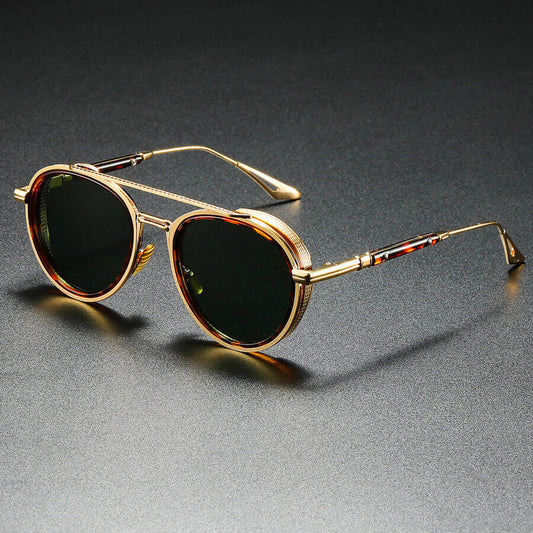 Round Double-Bridge Sunglasses – Classic Tortoiseshell Style