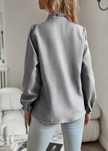 Chiara Relaxed Fit Blouse | Ruffled Collar, Striped Blouse